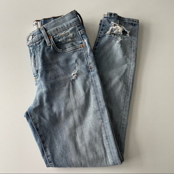 AGOLDE Jeans Womens Sophie Crop Distressed Light Wash 23 - Picture 2 of 7